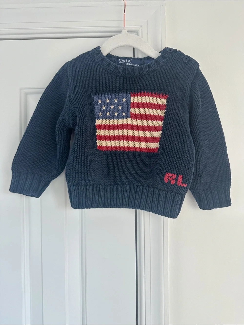 Polo Ralph Lauren Navy Kids' Flag Knit Sweater L/XL (18/24m)